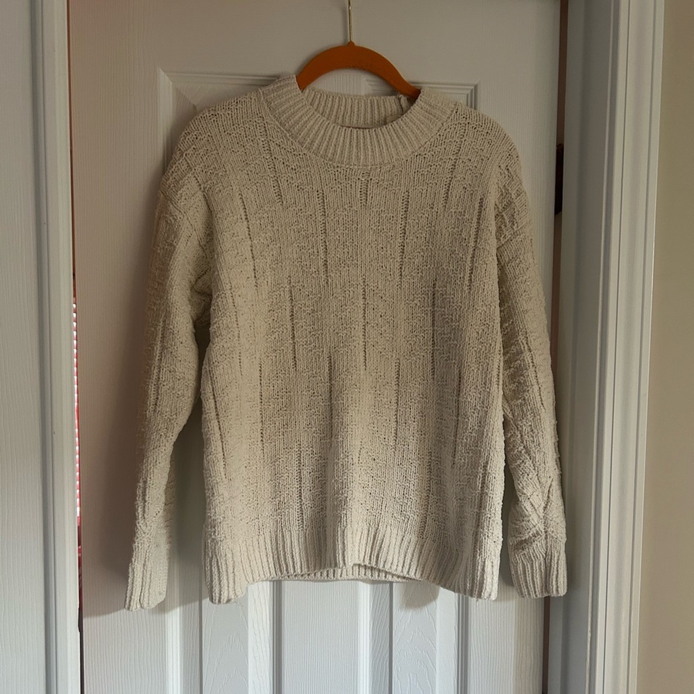 Weatherproof Cream Textured Crewneck Sweater
